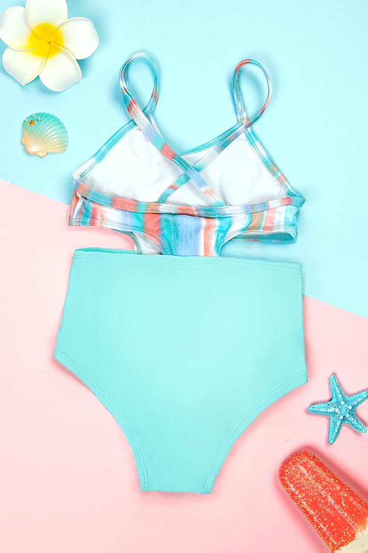 Pleasant Stripe Girls’ Cutout One Piece Swimsuit