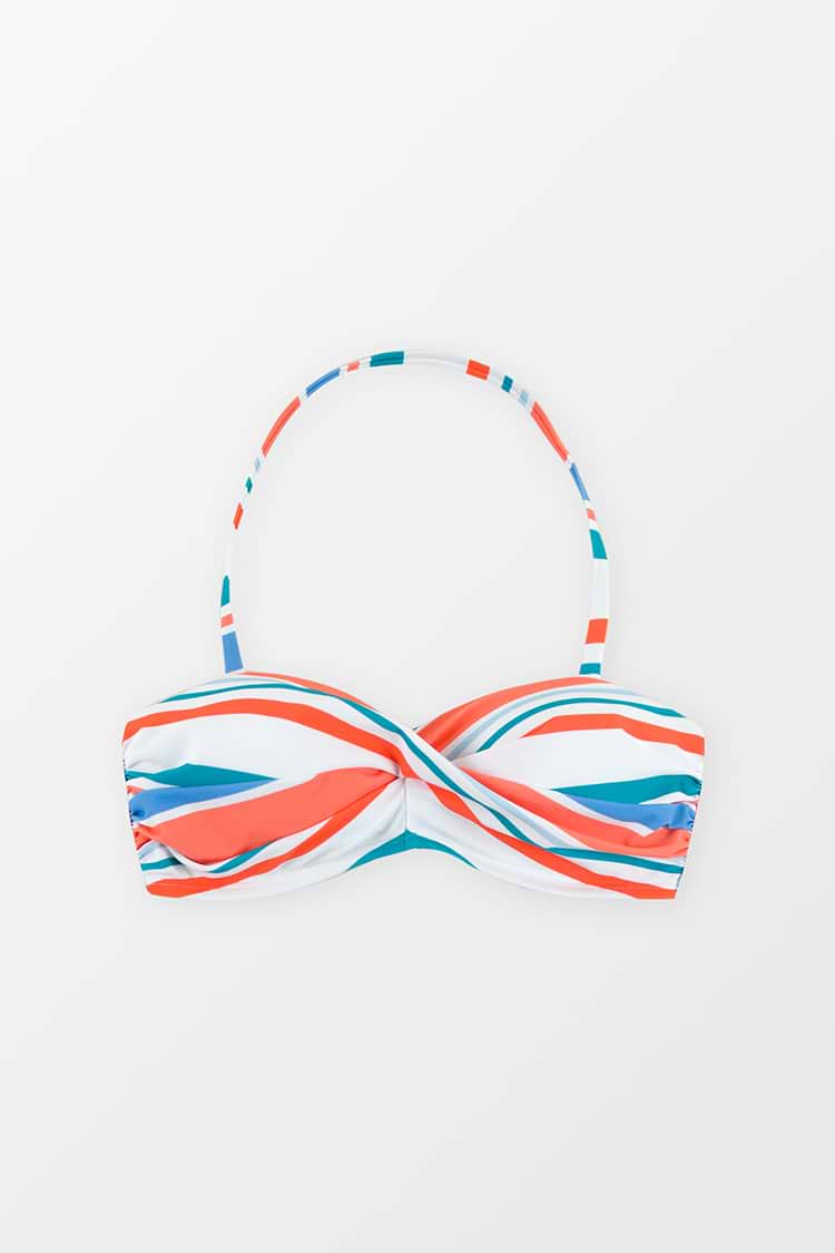 Top de Bikini Bandeau con Espalda Moldeada y Lazo Retorcido