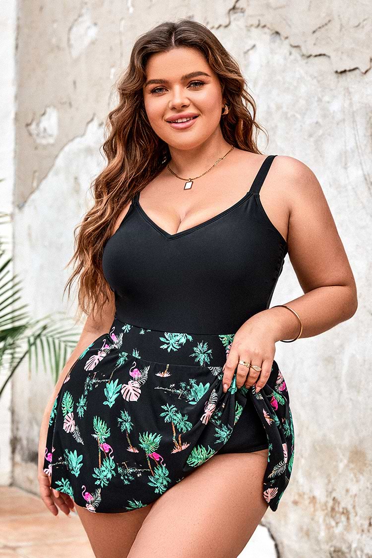 Robe de bain grande taille à col en V