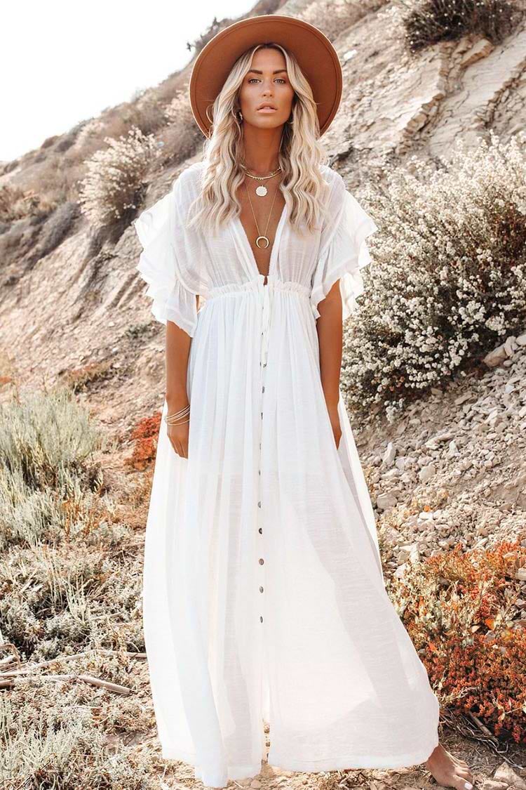 Cover up trapèze à volants dos nu