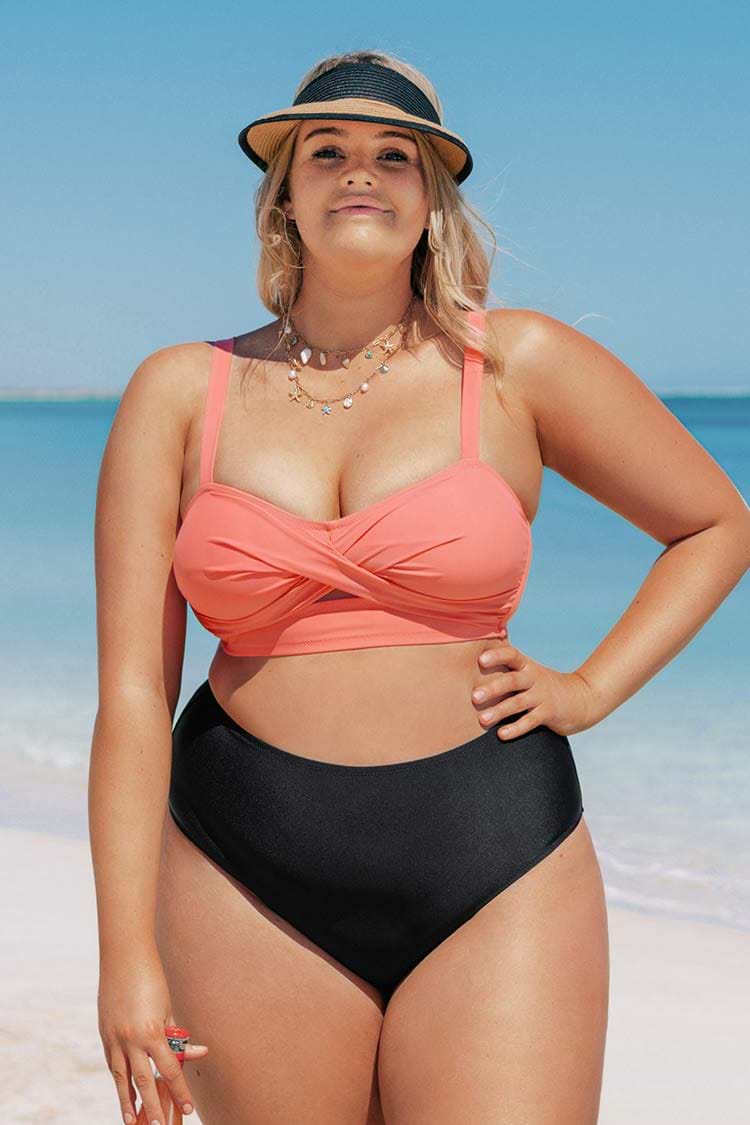 Ana High Waisted Black Plus Size Bikini Bottom