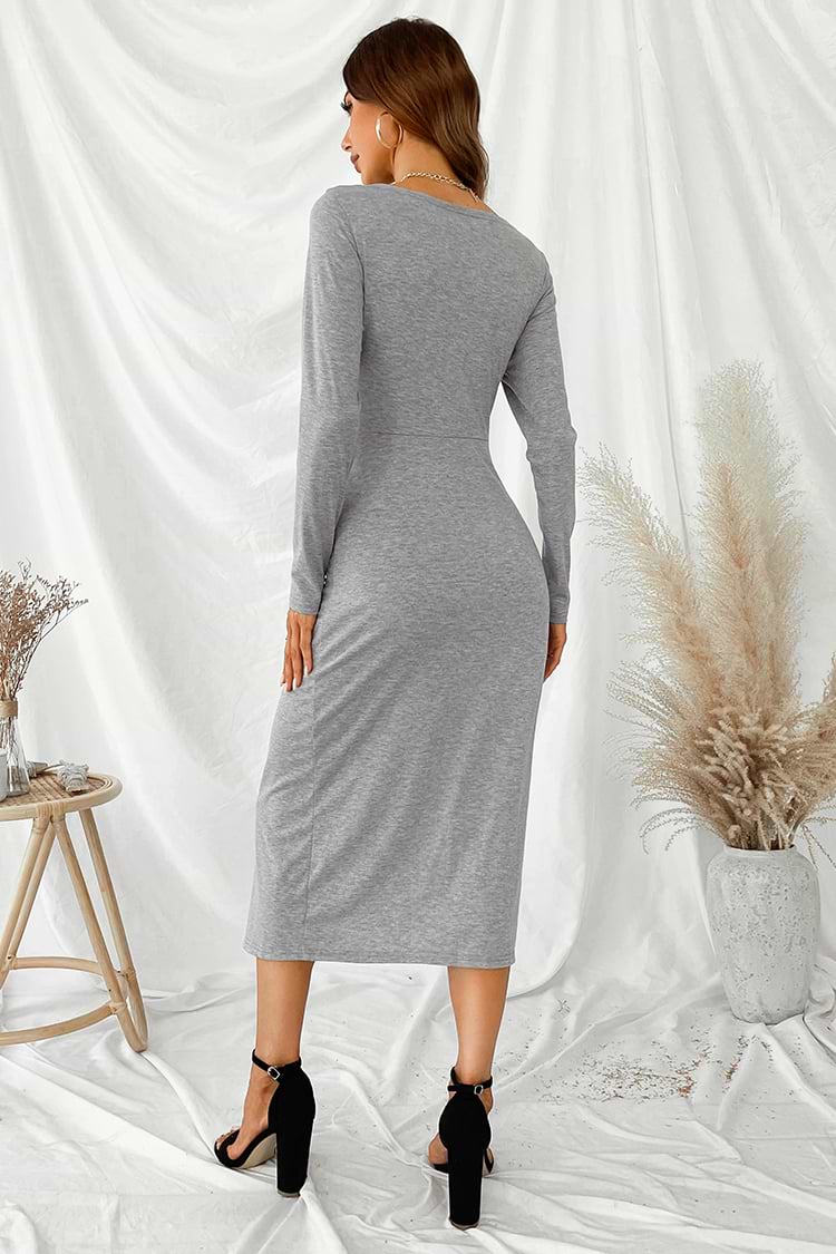 Robe maxi à manches longues et col en V