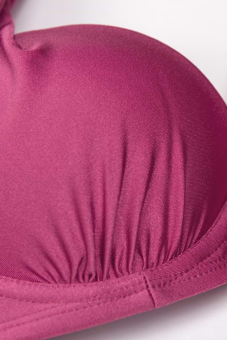 Push-up Neckholder-Bikini mit Bügel in Rot