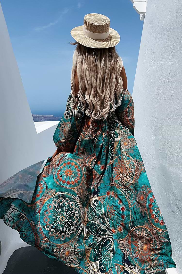 Maxi Vestido sin Hombros Fruncido