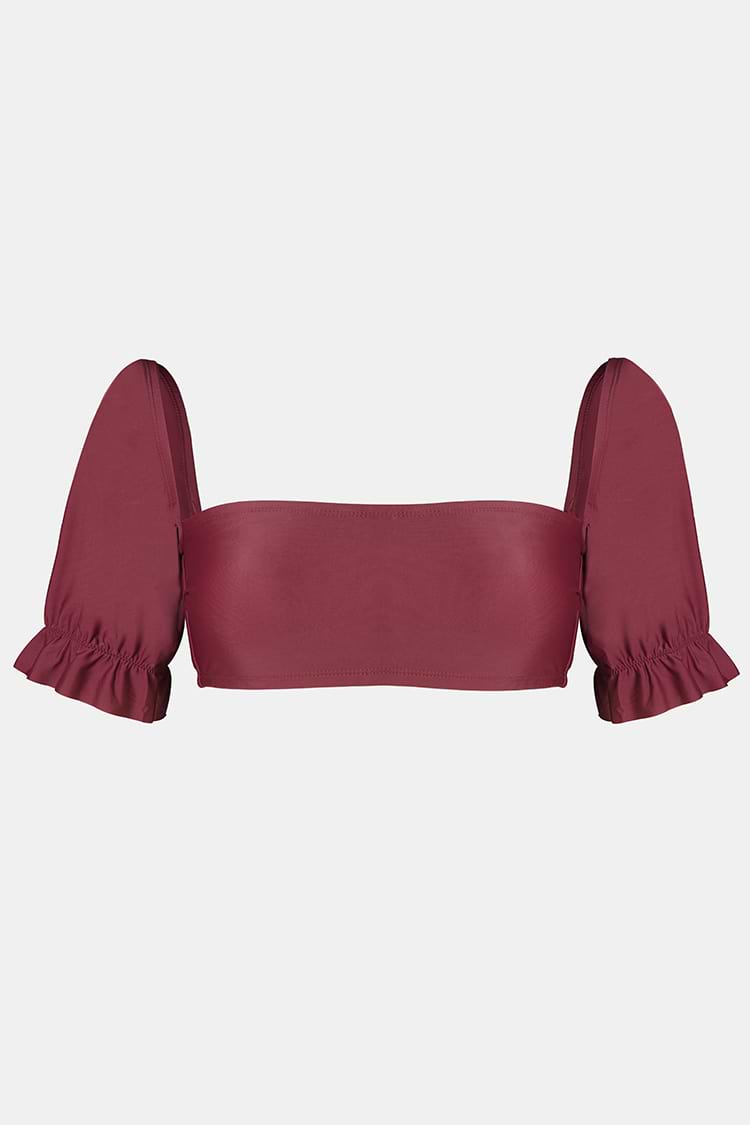 Bralette-Bikinioberteil mit Puffärmeln