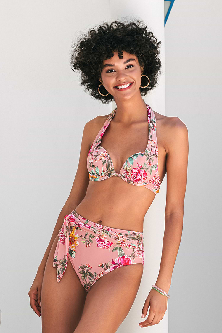 Geformtes Push-Up Neckholder-Bikinioberteil