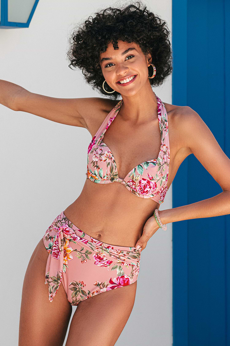 Bas de bikini taille haute à ceinture