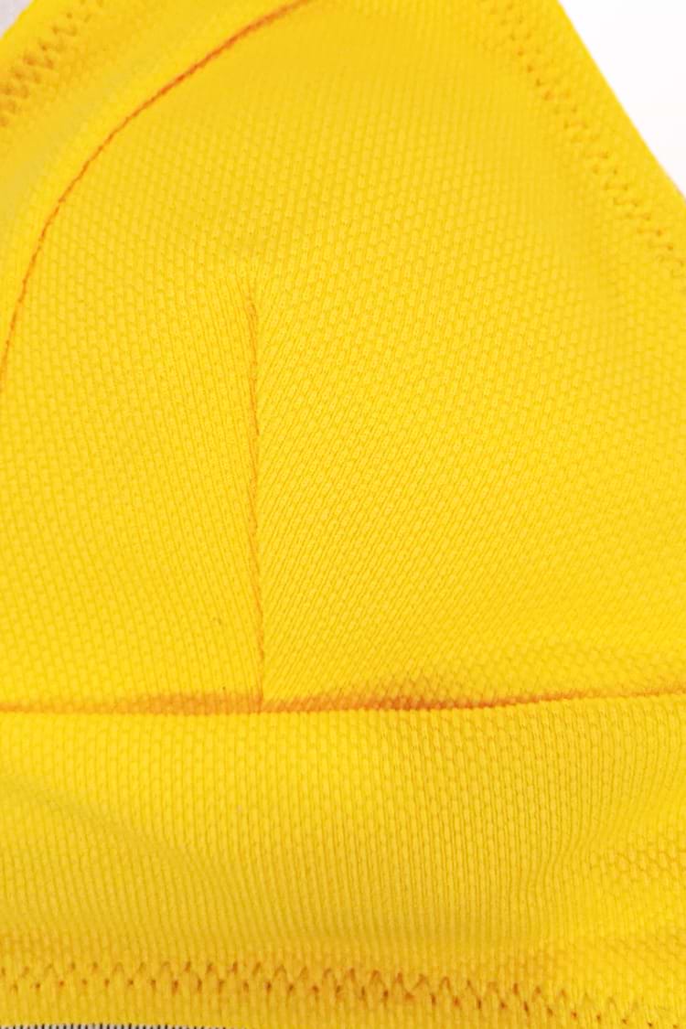 Bikini imprimé feuilles jaunes et bleues