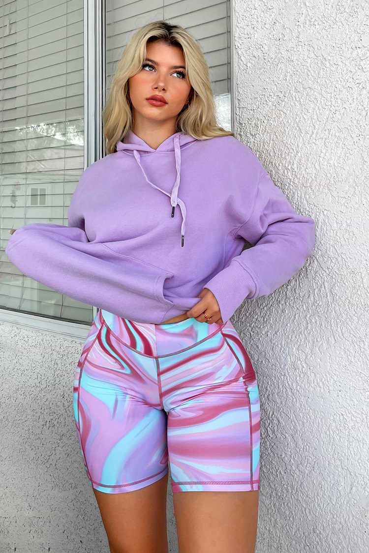 Shorts biker con cintura elástica Amor Abstract