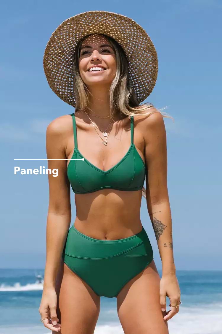 Essential Space Paneling Bralette & Spliced High Waist Bikini Set
