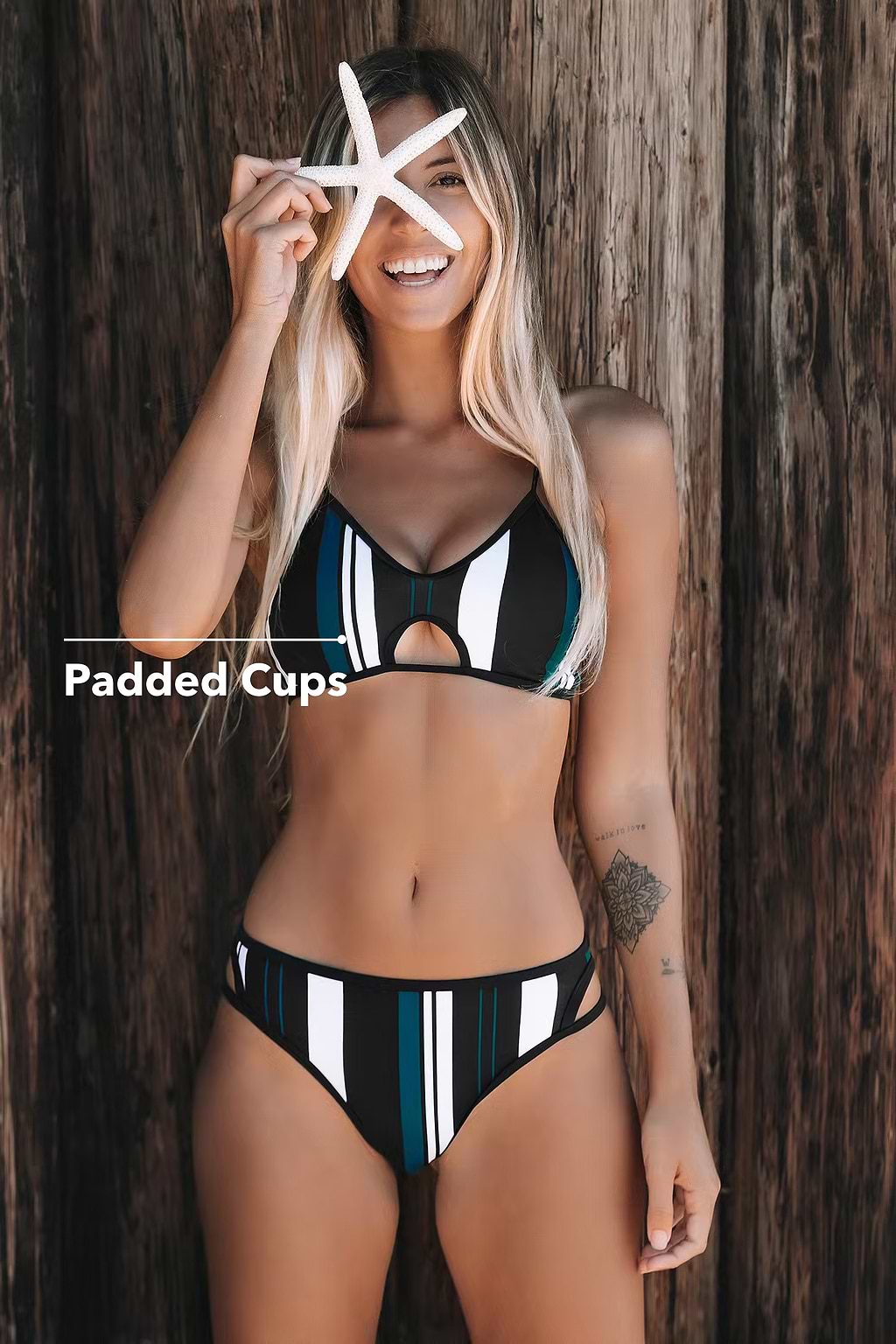 Bikini Rayas Azul Blanco y Negro