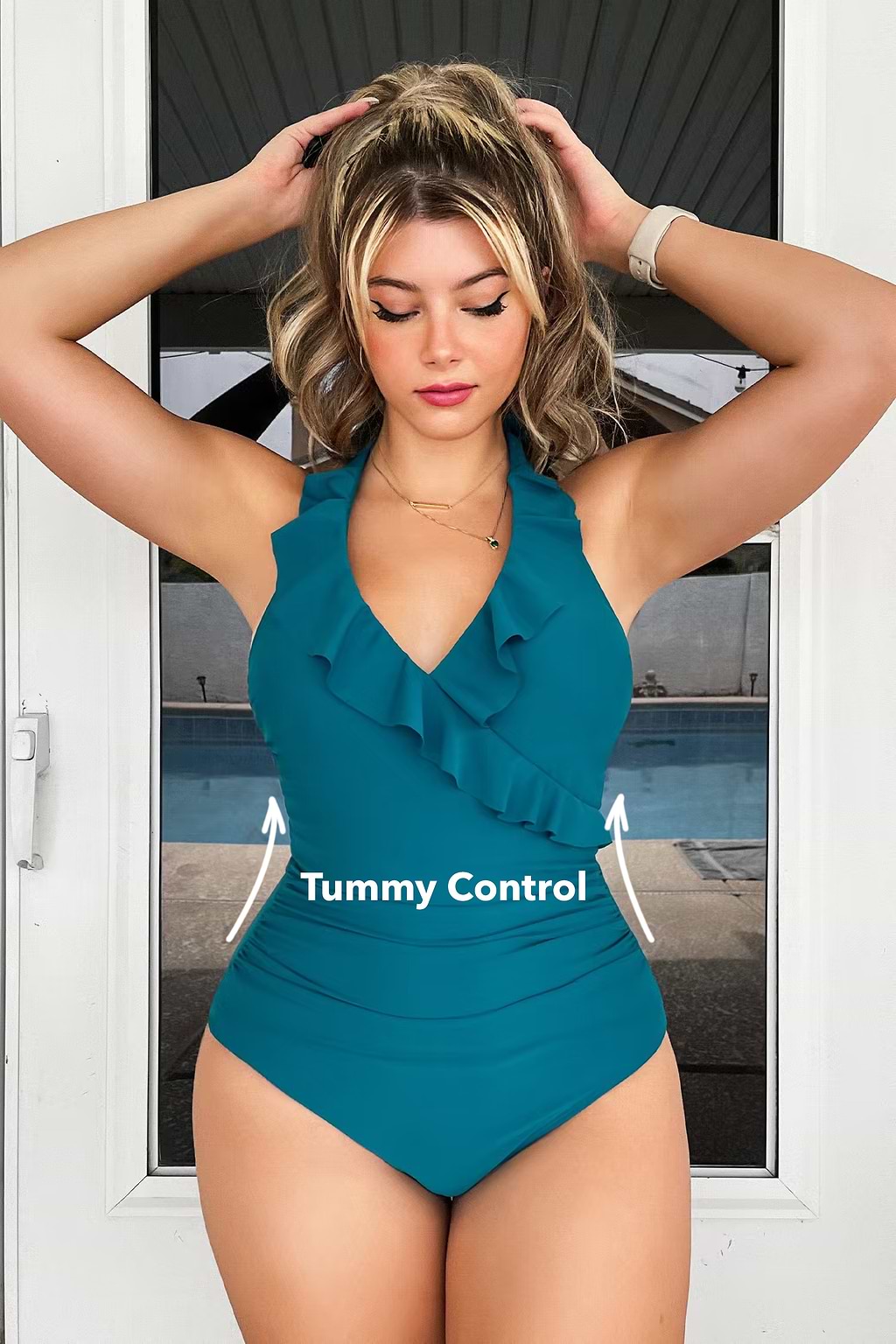 Bañador de Una Pieza con Volantes Halter