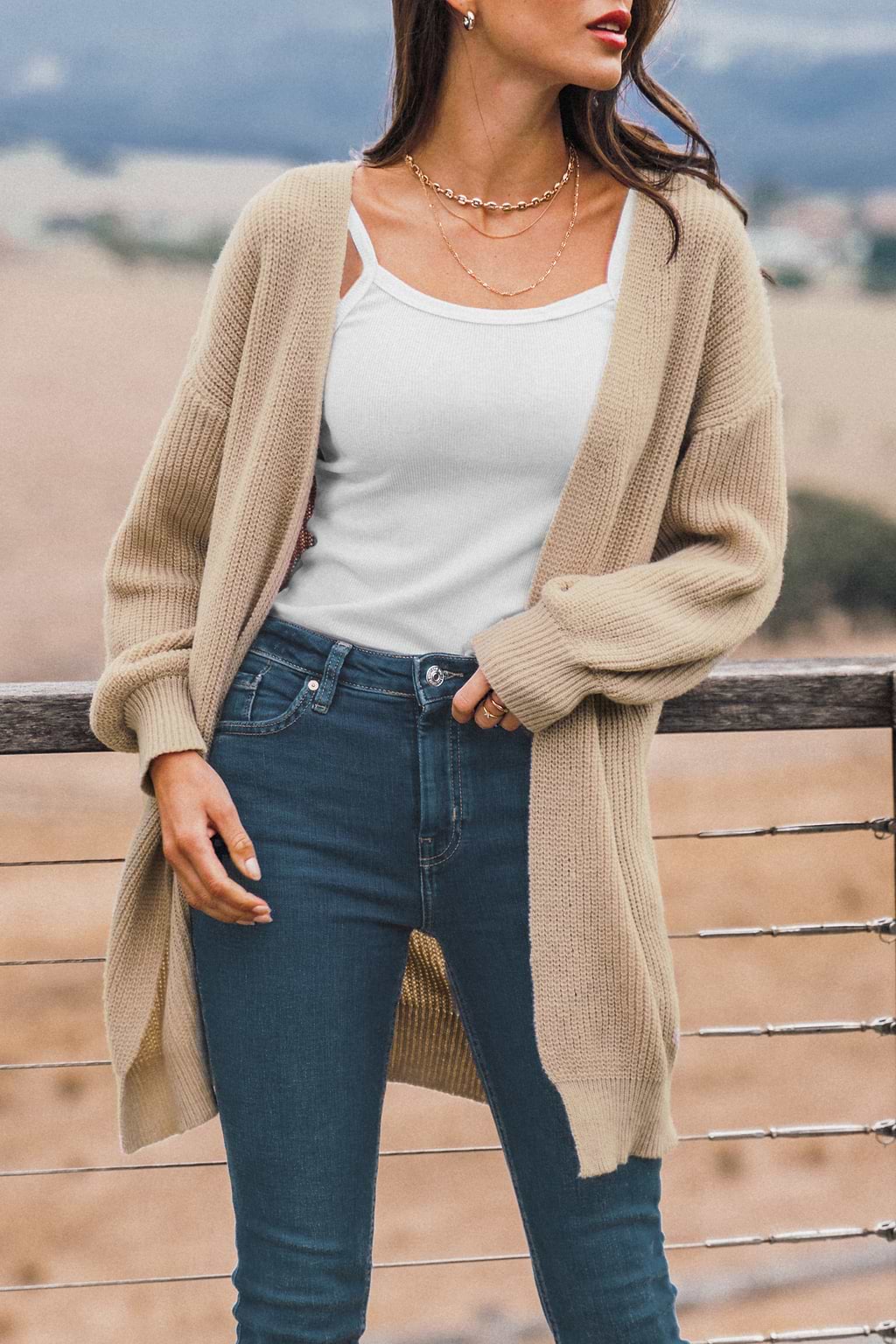 Cardigan ouvert sur le devant tricoté
