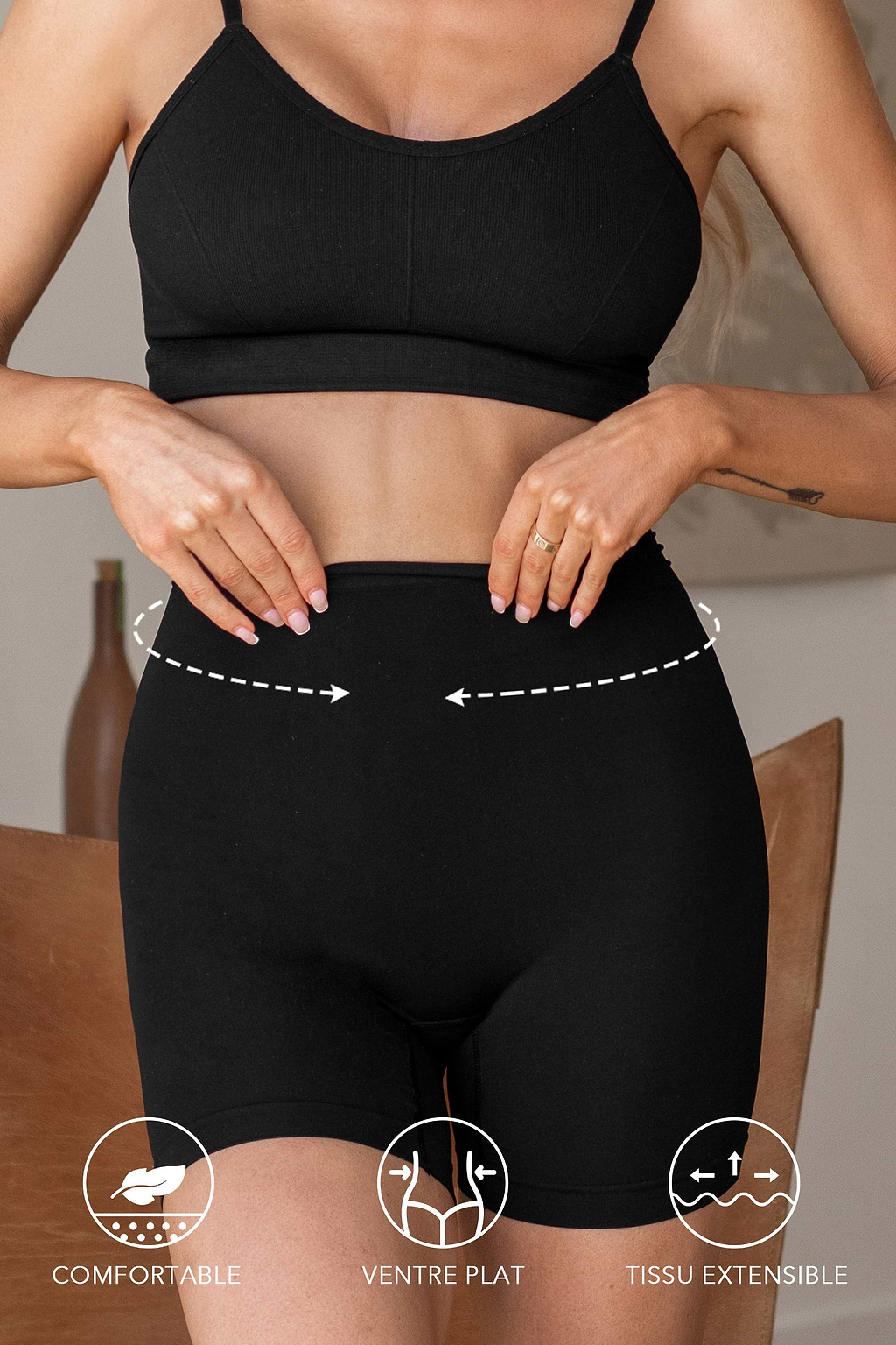 Short cycliste ventre plat taille haute sculptant sans coutures