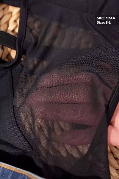 Mesh Plunging Halter One Piece Swimsuit