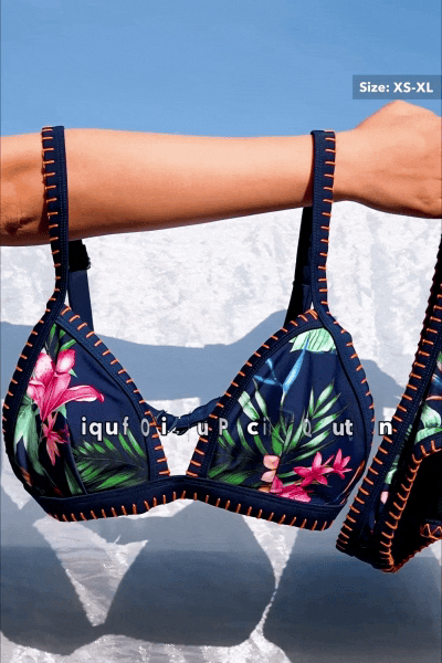 Night Orchid Whipstitch Bikini Top & Mid-Rise Bottoms Set