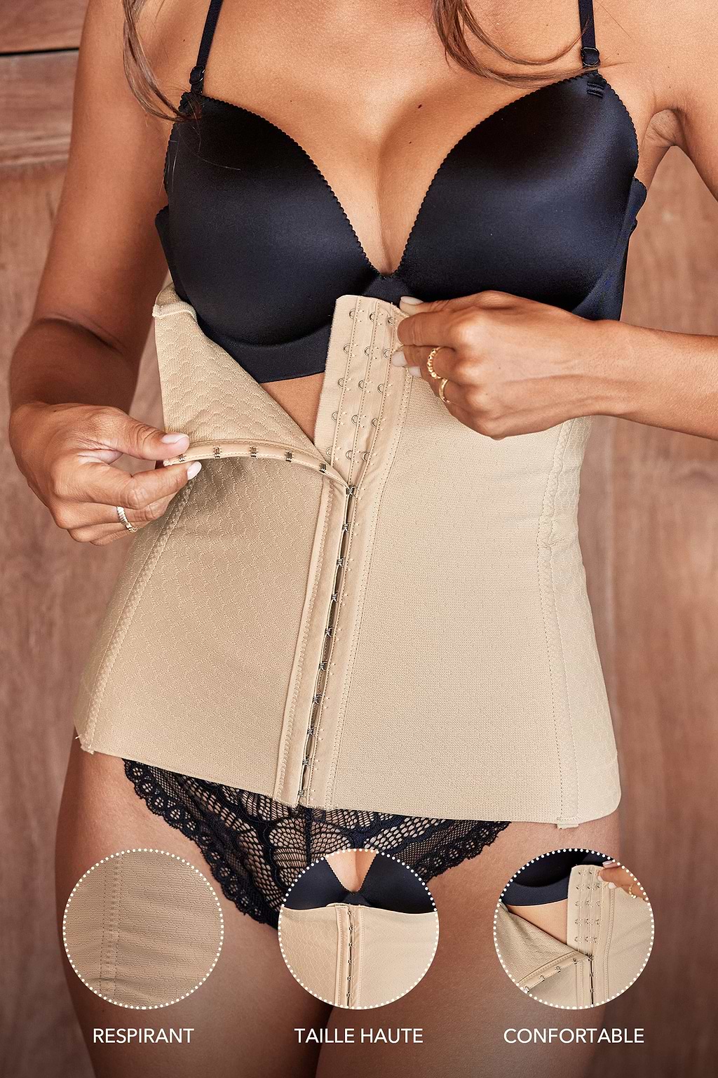 Taille formateur ventre plat avec crochets et œillets