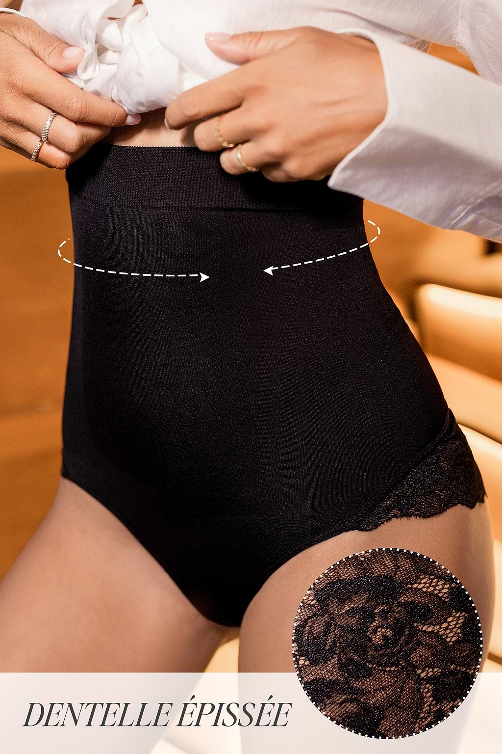 Short gainant taille haute ventre plat noir