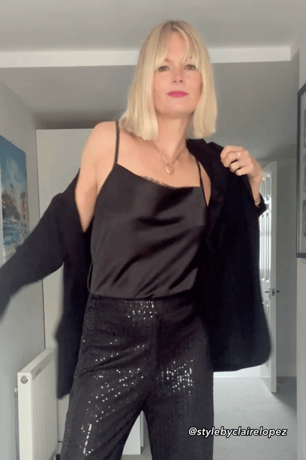 Black Open Front Long Sleeve Blazer