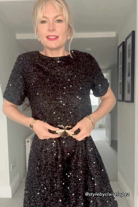 Sequins Round Neck Short Sleeve Dress