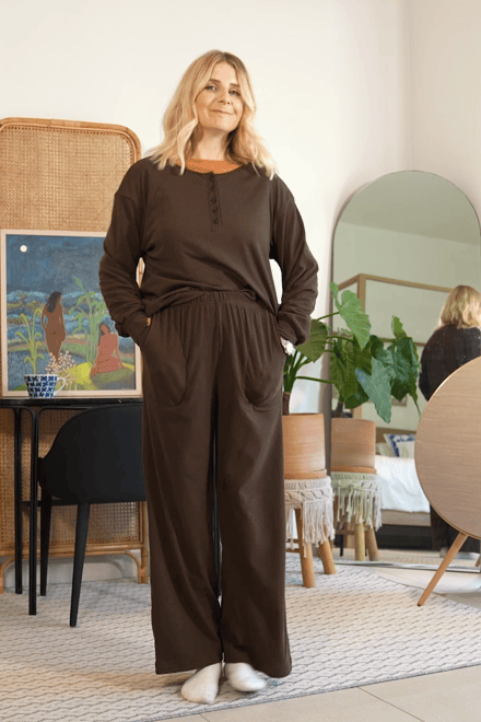 Ensemble de pyjama à haut henley avec manches longues et pantalon