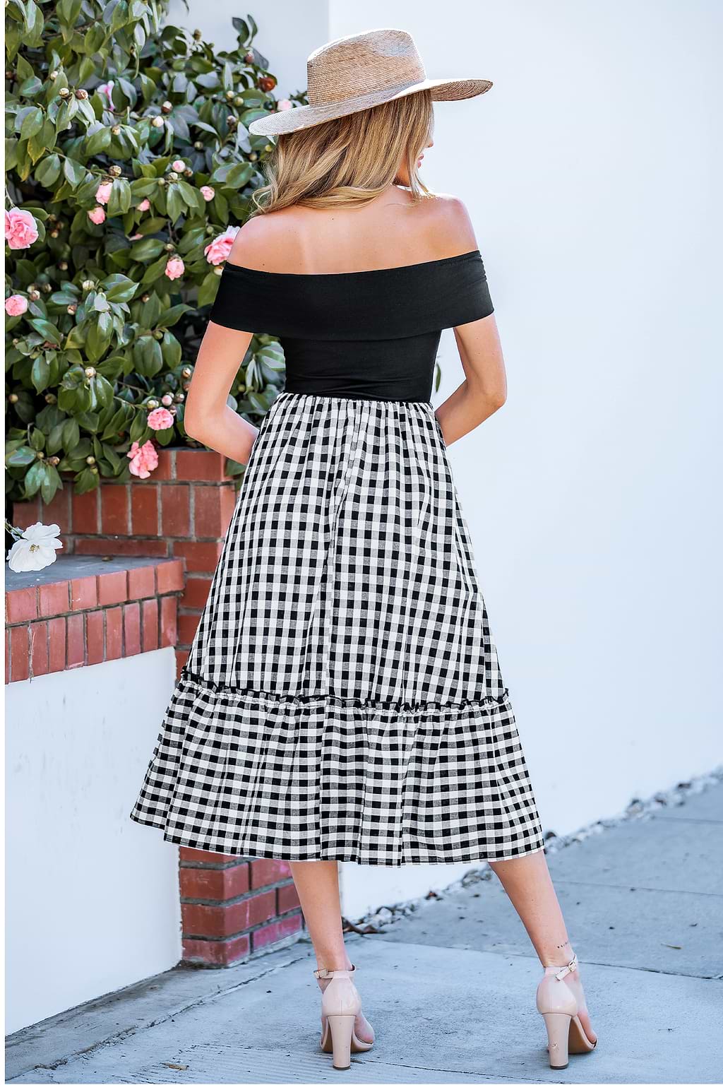 Vintage Look Gingham Midi Dress