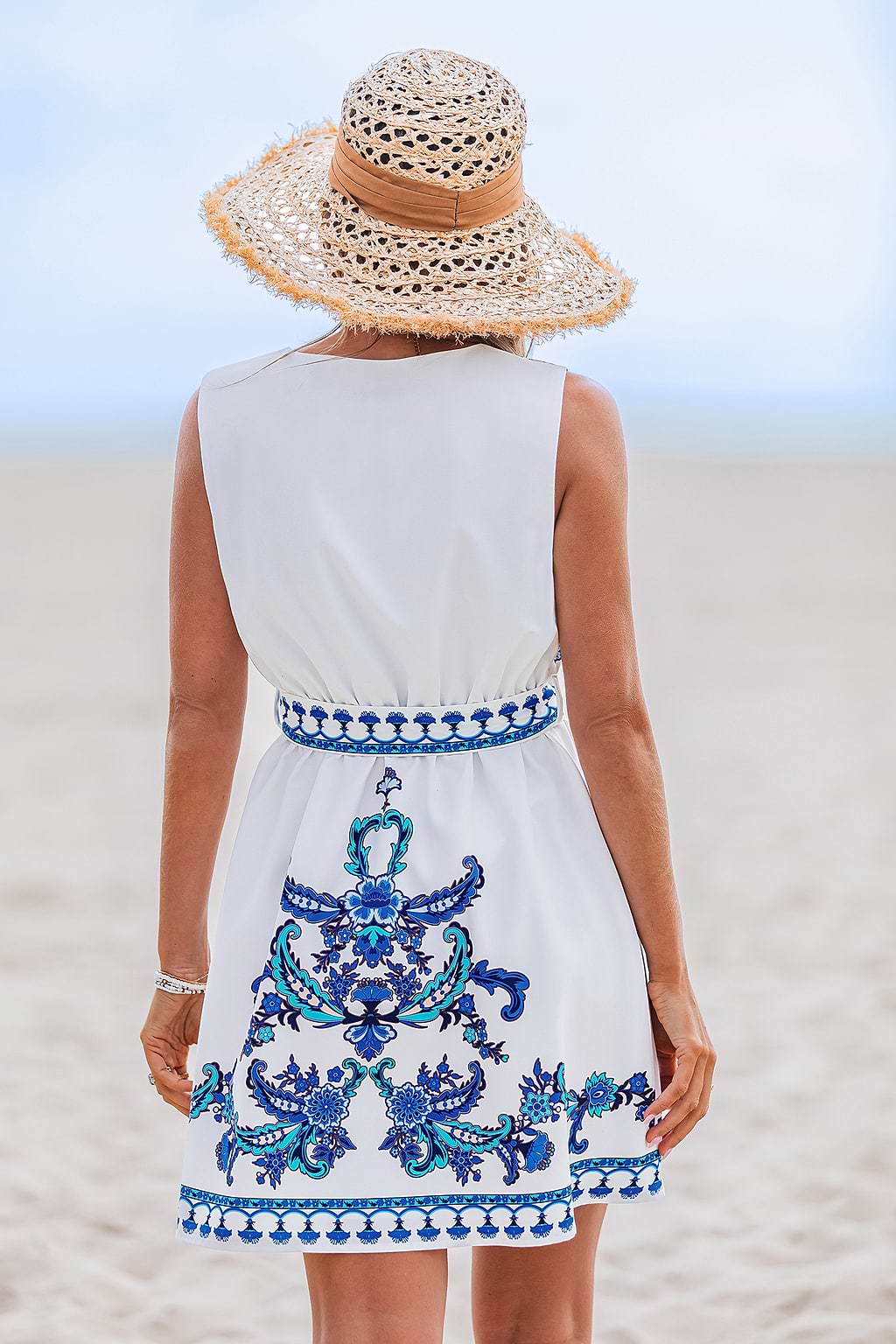 Mediterranean Breeze Ornate Mini Dress