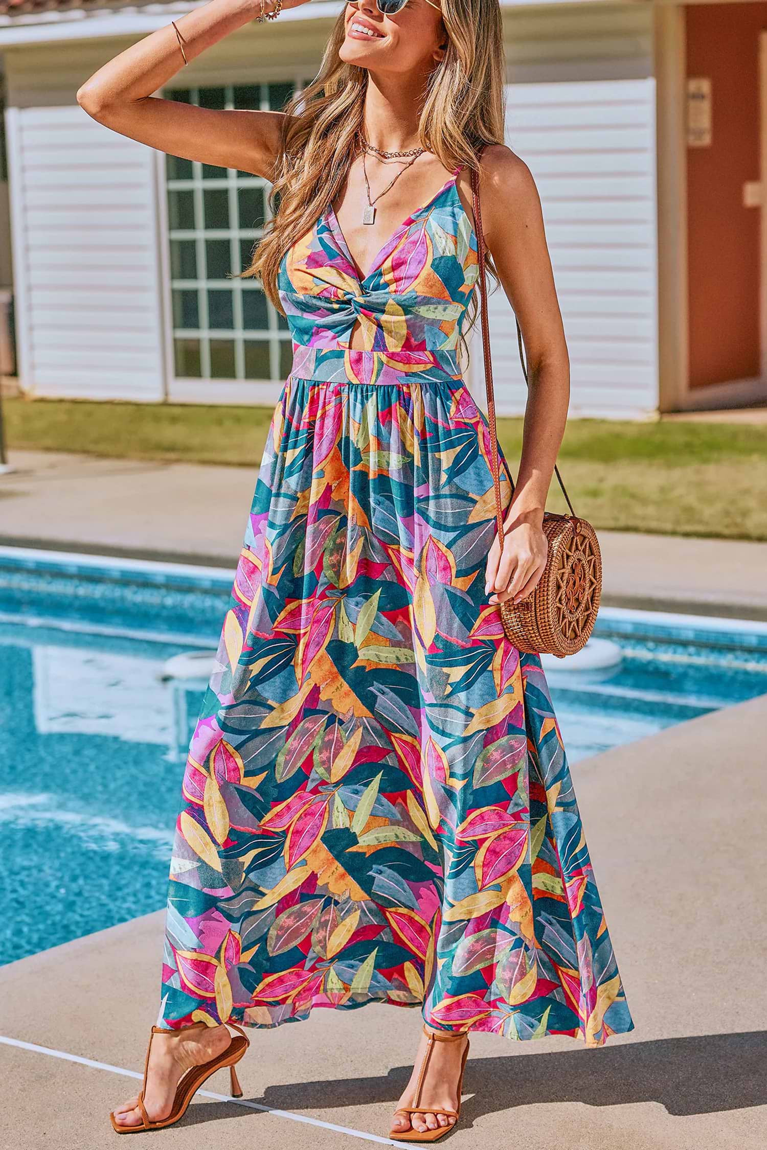 トップス Tropical lace dress Bidobibo Womens Tropical Print Beach Sundress, V-Neck