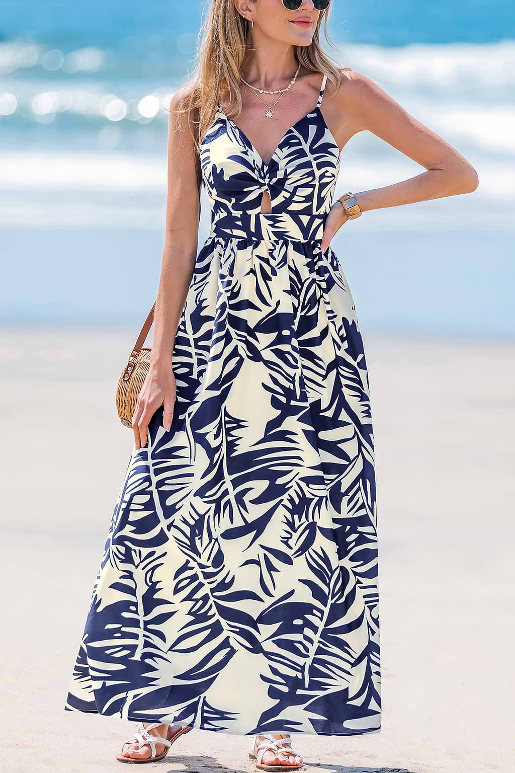 Rosy Horizon Tropical Maxi Dress