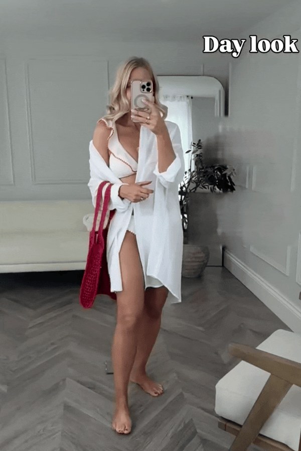 Seersucker Tie Cuff Cover-Up Dress