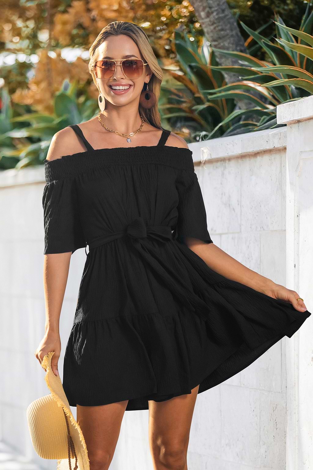 Sundown Chic Black Mini Dress