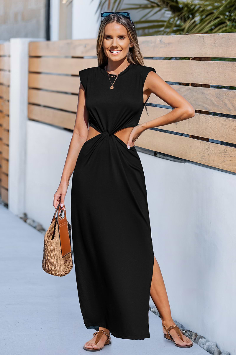 Chic Temptation Black Midi Dress
