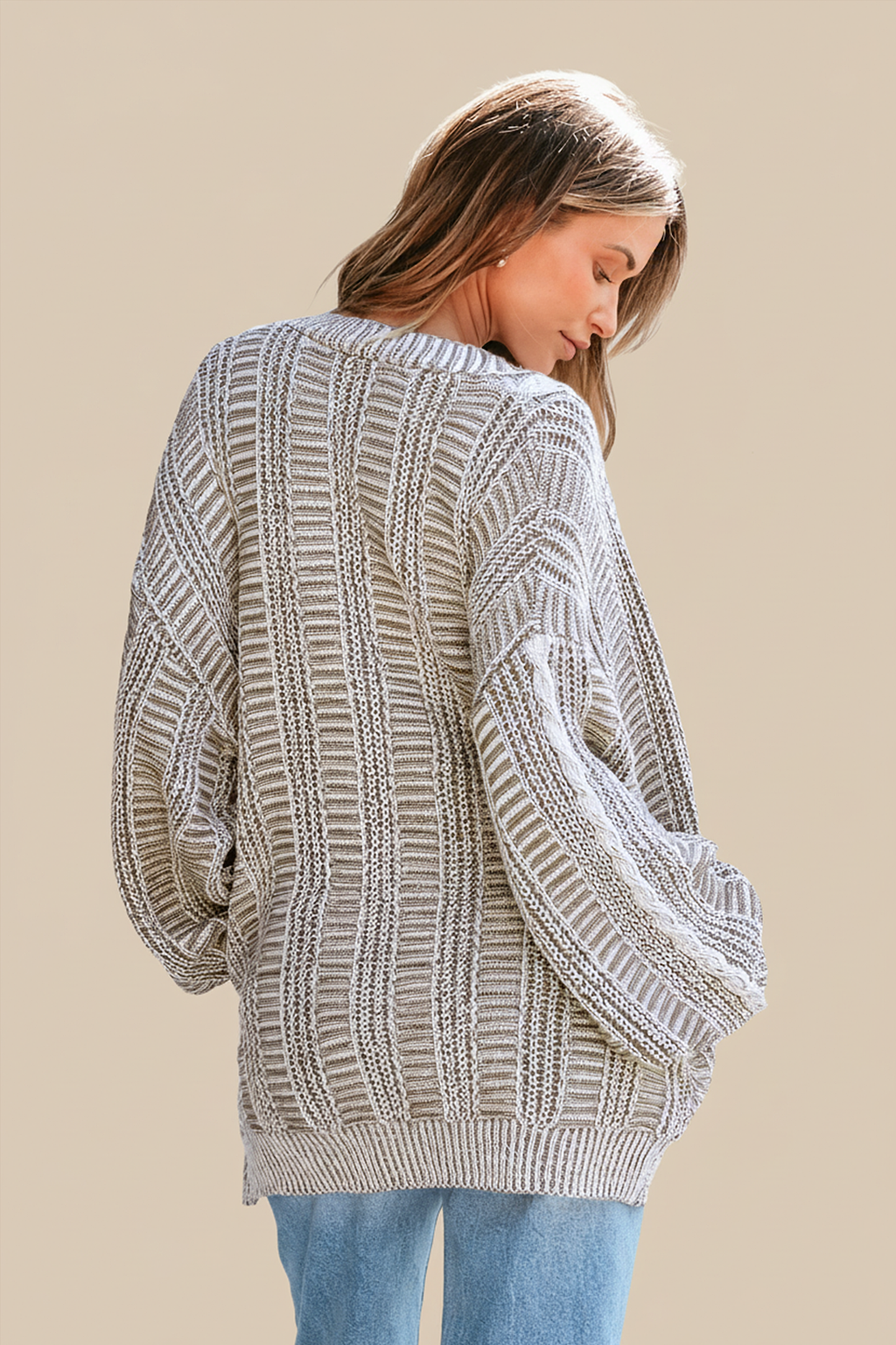 Brown Cable Knit Long Sleeve Longline Cardigan
