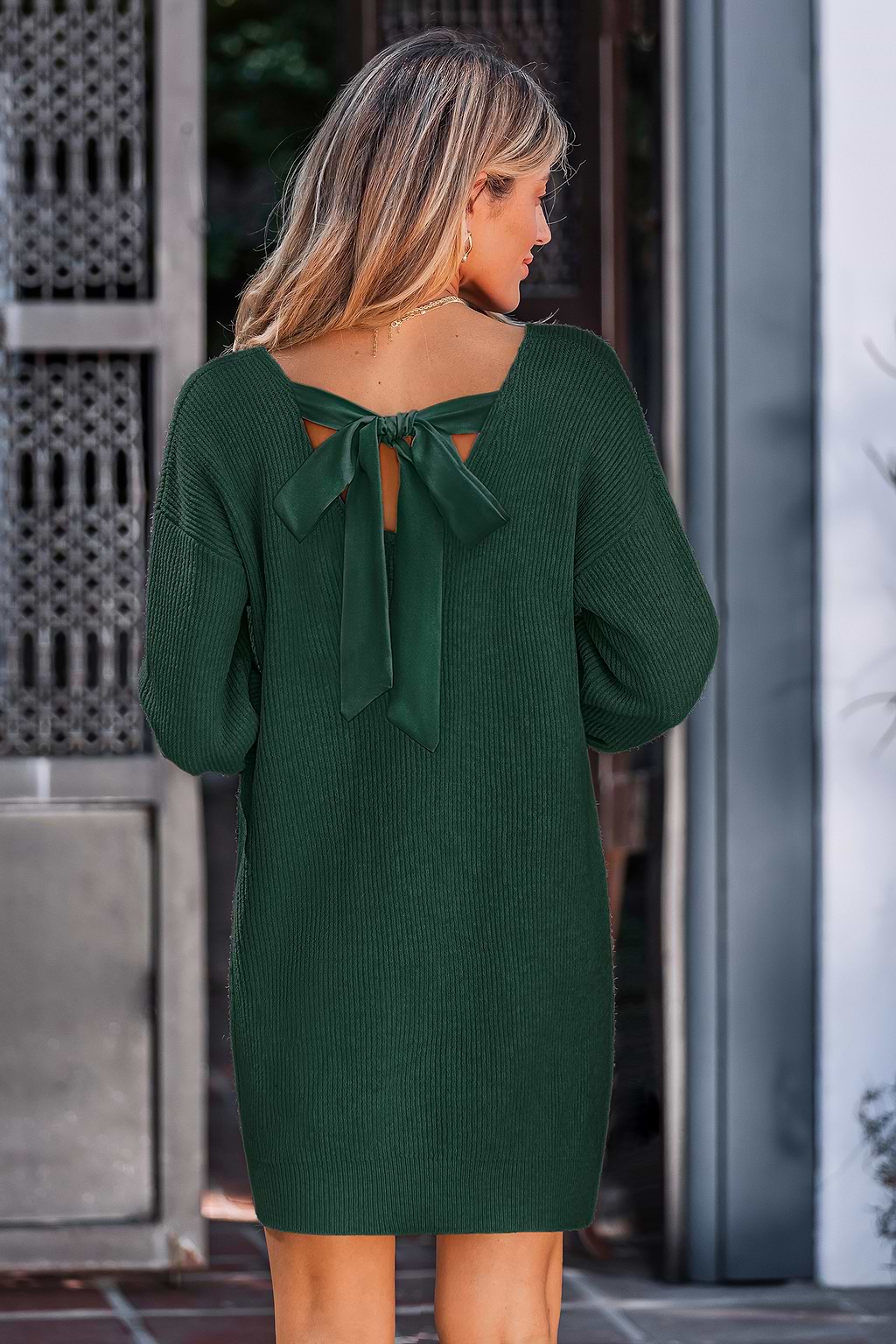 Bow & Behold Green Sweater Dress