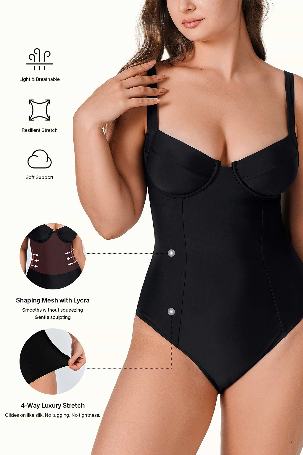 Salty Sweet Black Flex Support One-Piece Swimsuit