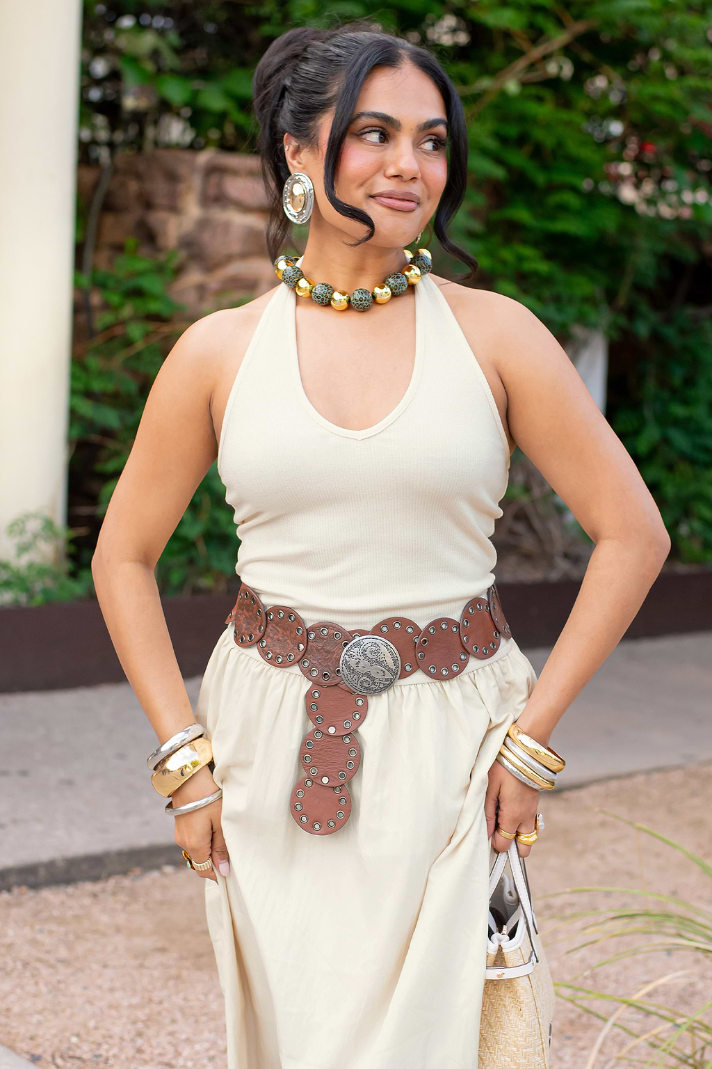 Nouveau Beige Midi Dress