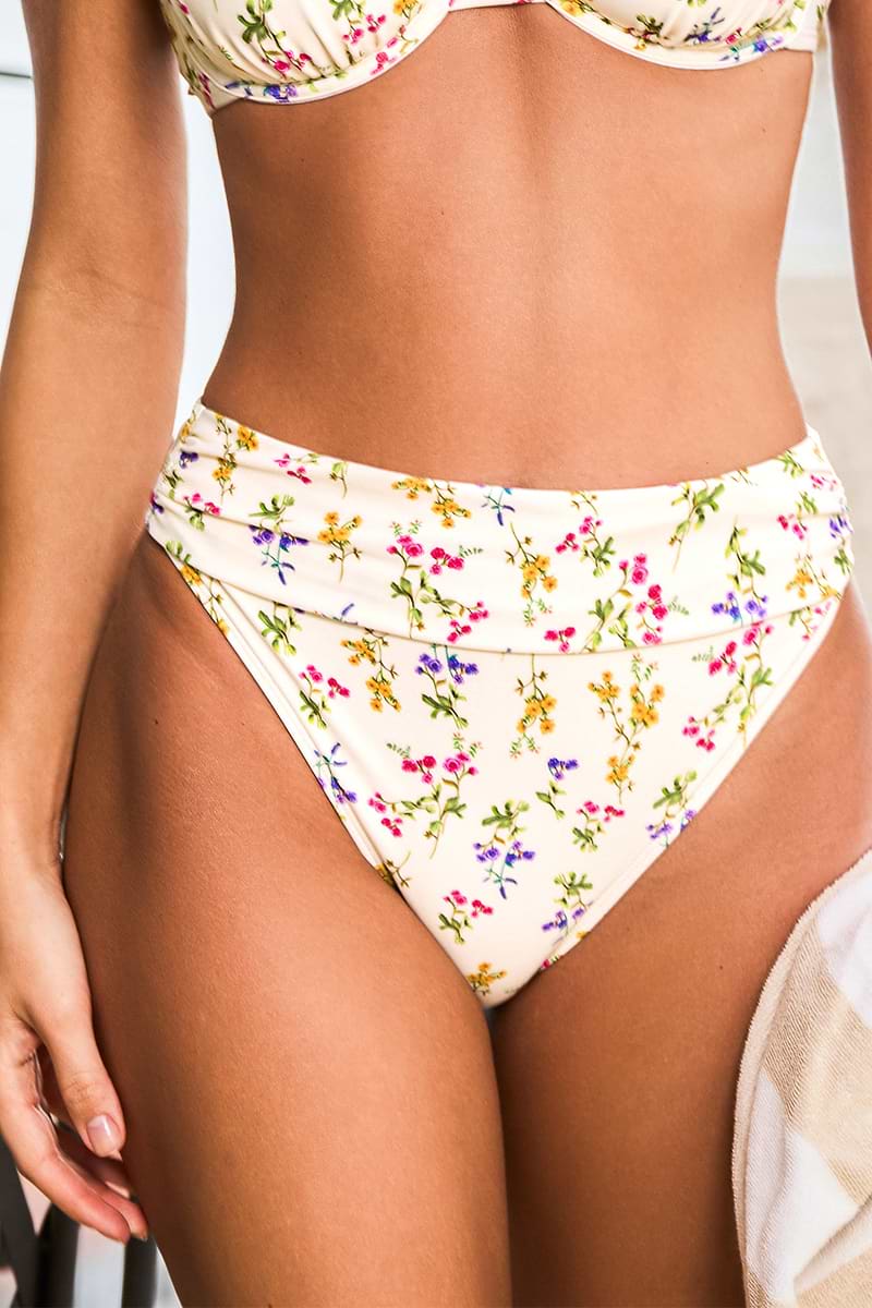 High-Waist Bikini-Hose mit Blumenmuster