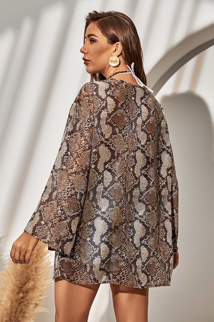 Cover-Up mit Rundhalsausschnitt und Schlangenprint
