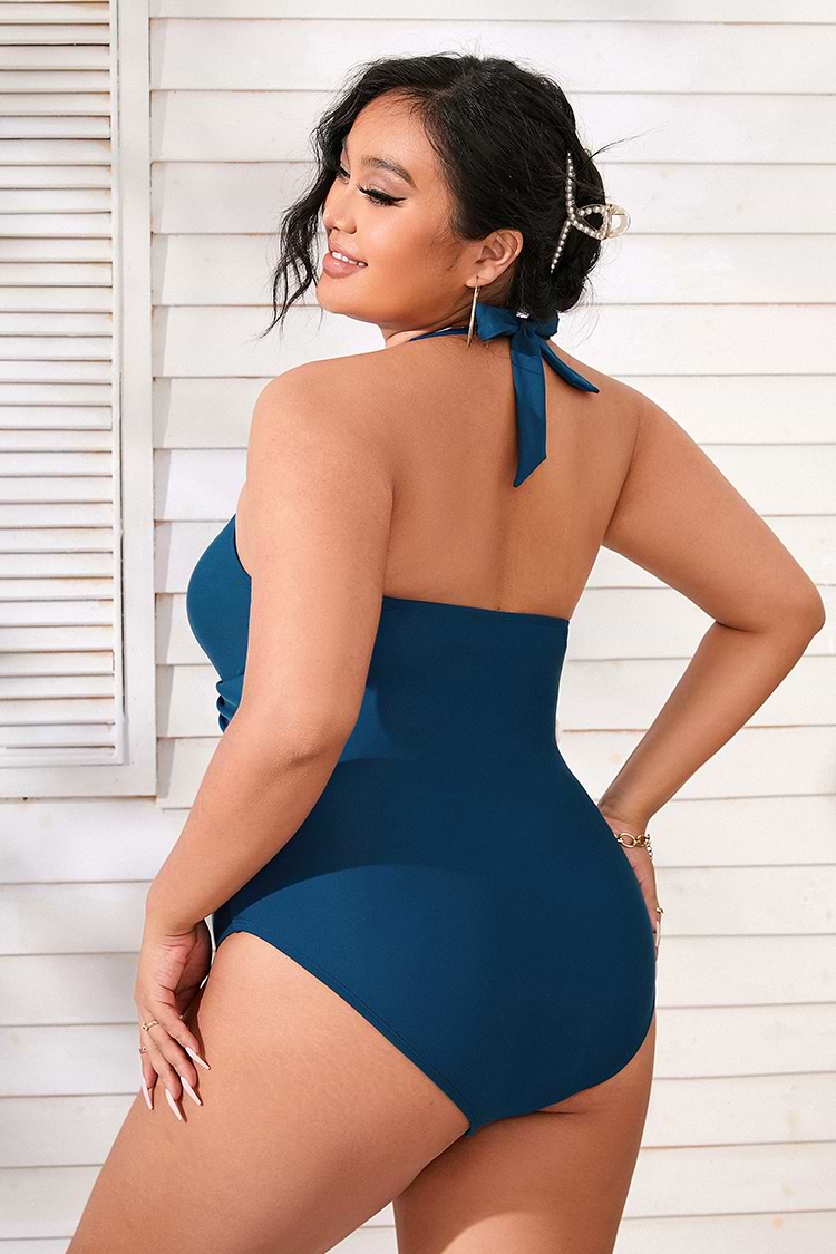 Portofino Escape Twist Front Halter Plus Size One Piece Swimsuit