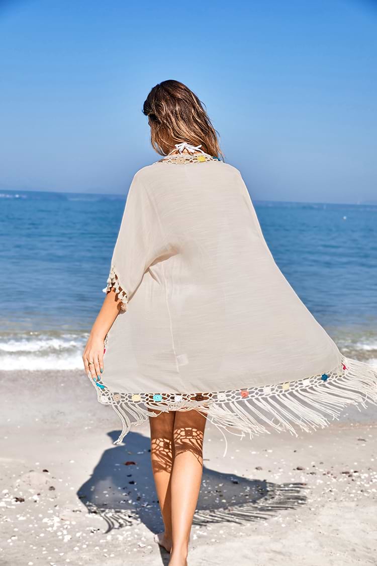 Cover up à manches courtes et nouer au crochet