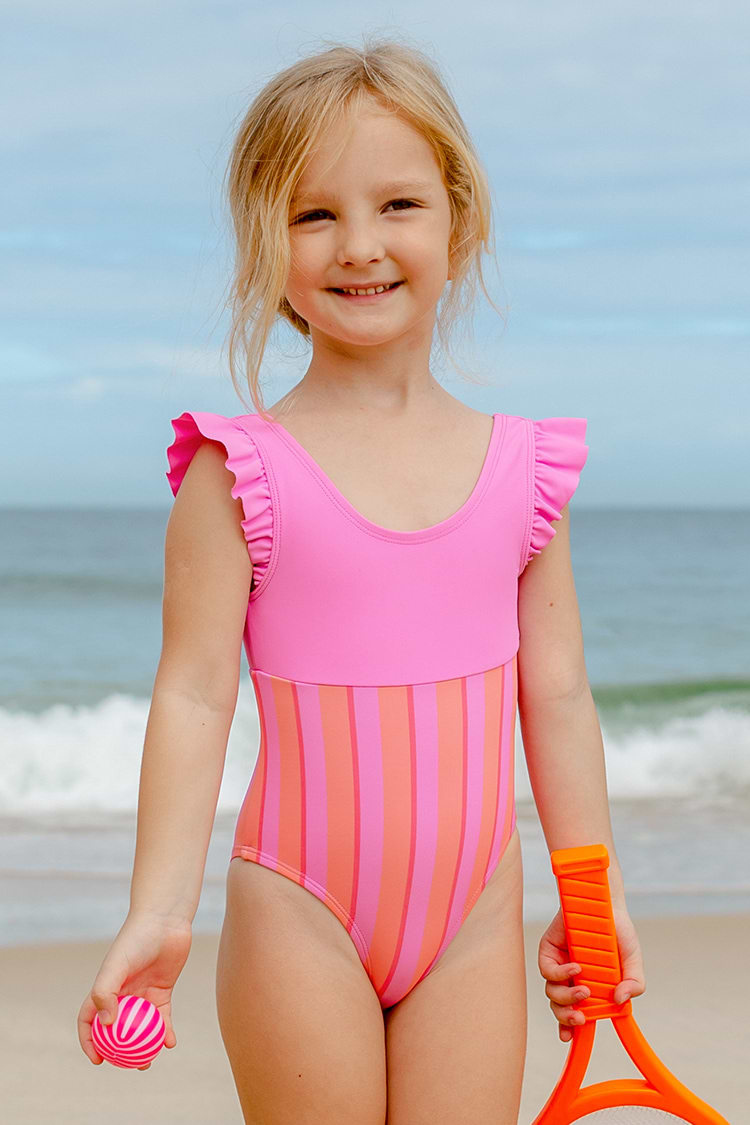Maillot de bain une pièce pour fille à volants