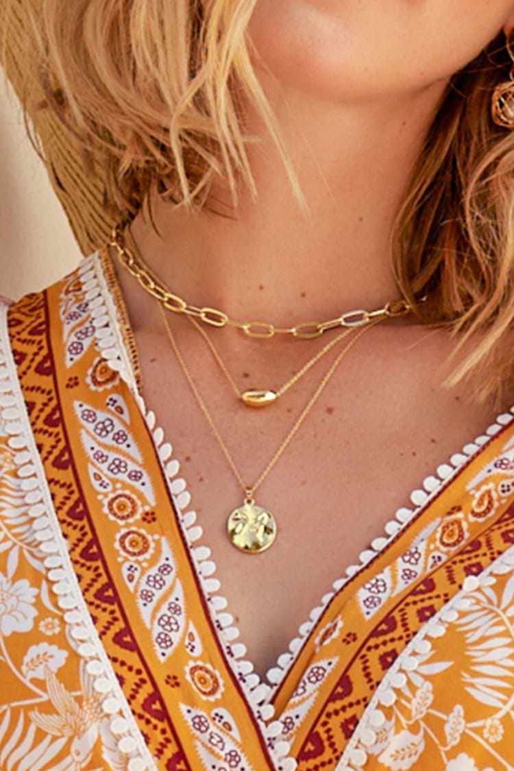 Goldene geometrische Metall-Halskette