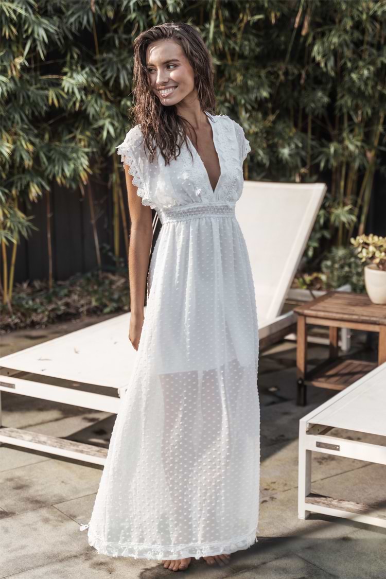 Vestido en forma de A Pull over Ribetes de encaje