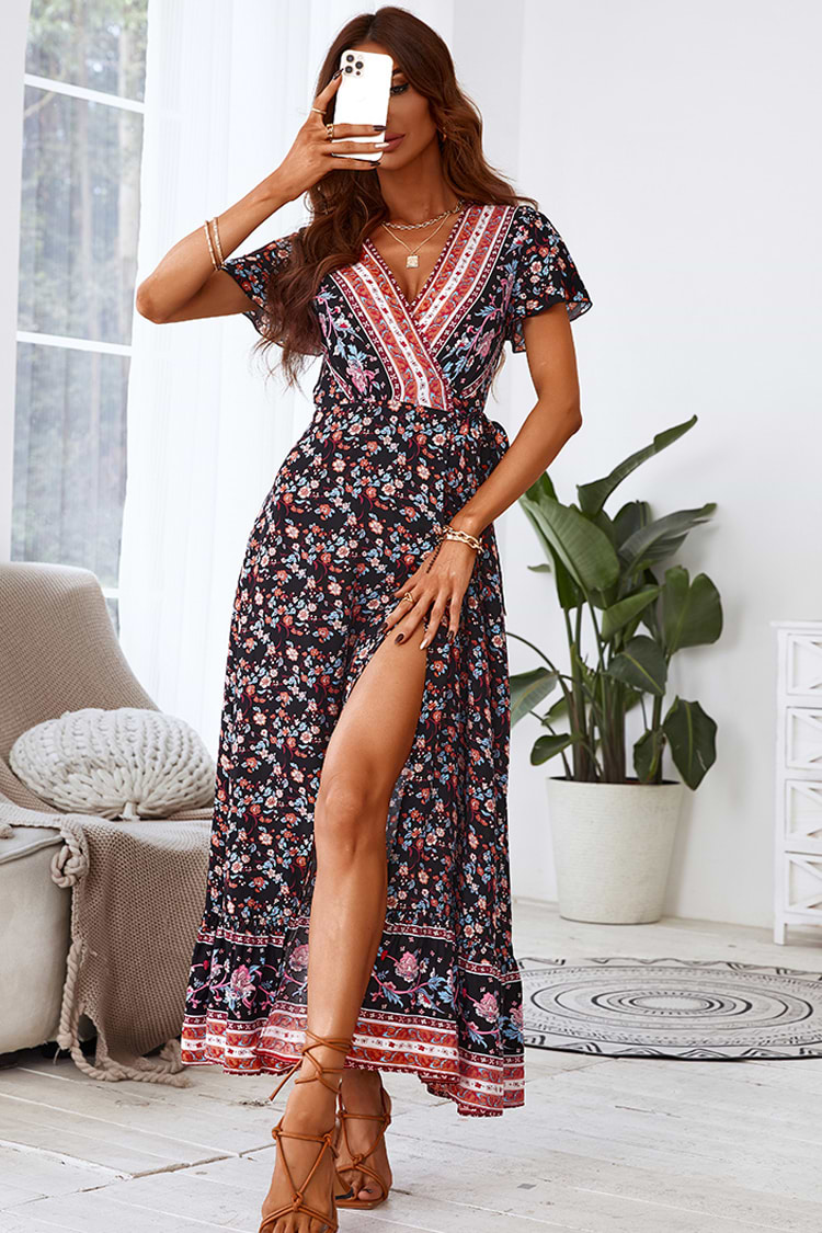 Kora Lace Up Ruffle Maxi A-shape Dress