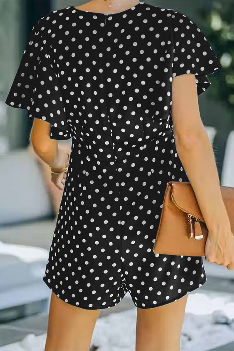 Über dem Knie Lockerer Jumpsuit mit Punktmuster