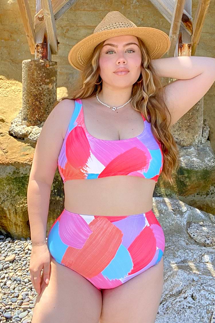 Vapor Wave Conjunto de bikini de talla grande Bralette