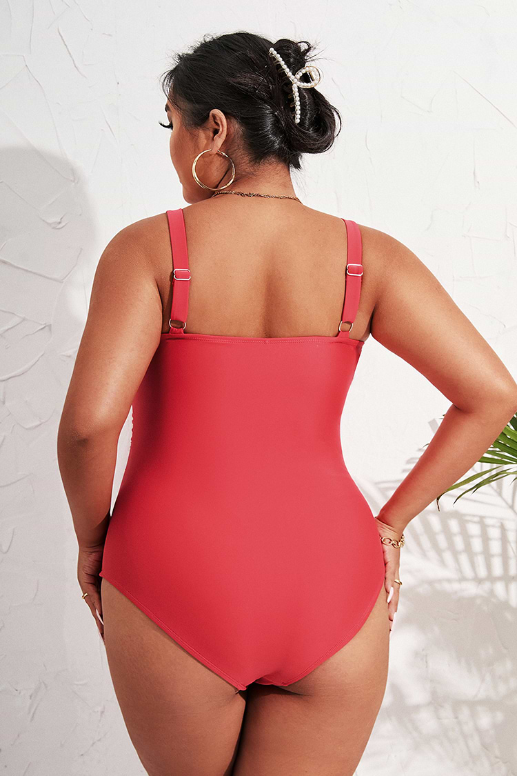 4th of July Shining Sea Red Twist Front Plus Size One Piece Swimsuit