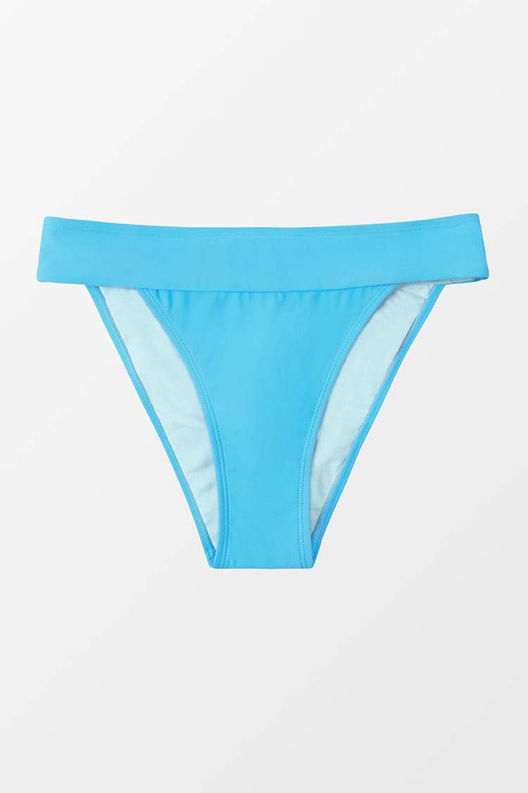 Blaue Gebänderte Hipster Bikinihose Mit Mittlerer Taille