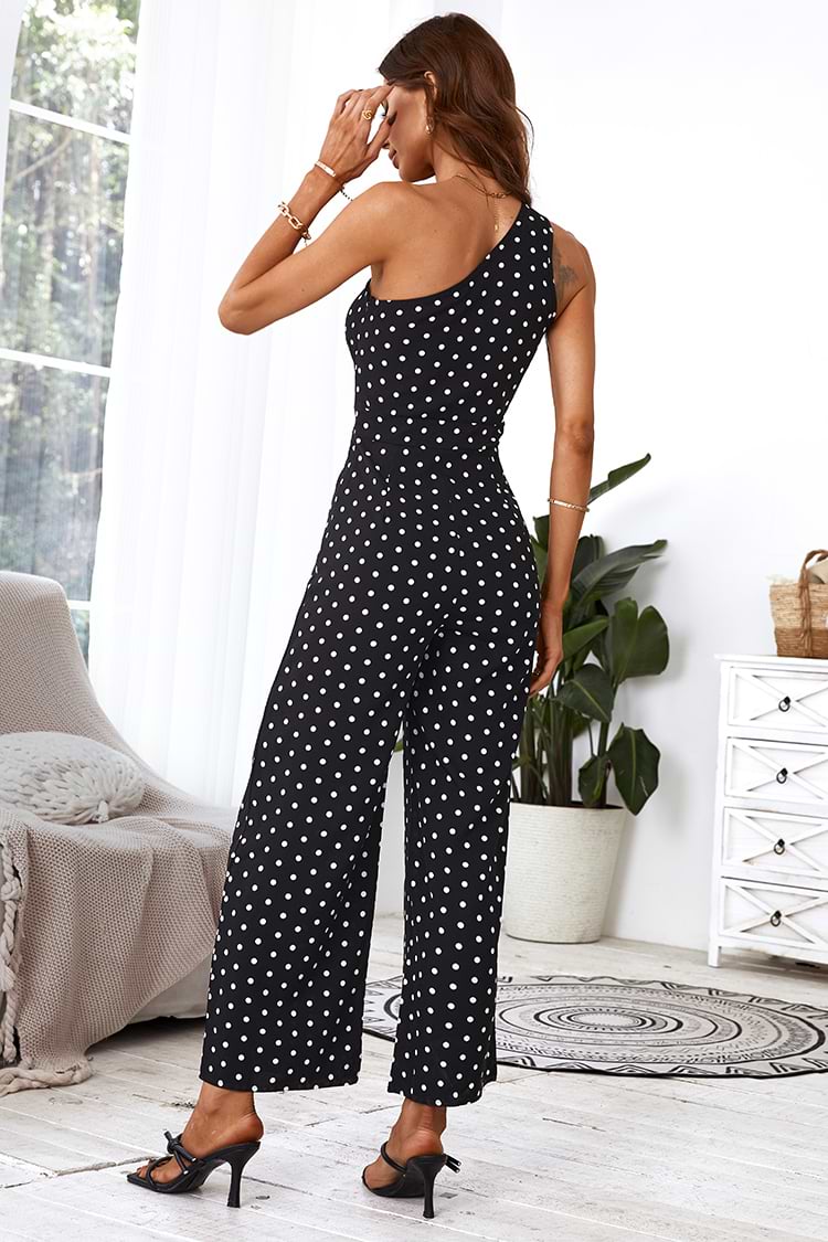 Combinaison droite à pois et une épaule