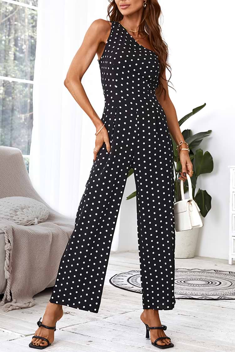 Combinaison droite à pois et une épaule